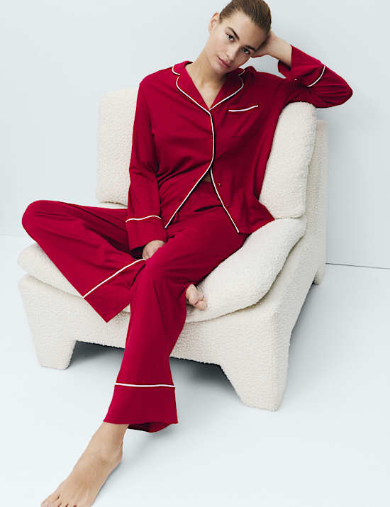 Ensemble pyjama en coton et modal à revers