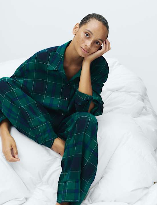 Cotton Blend Tartan Checked Pyjama Set