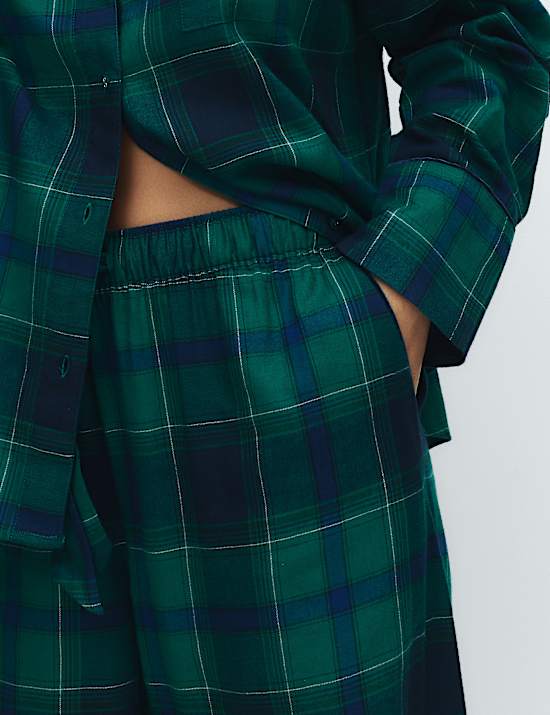 Cotton Blend Tartan Checked Pyjama Set