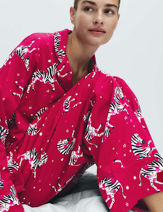 Ensemble pyjama 100 % coton à revers et imprimé zèbre