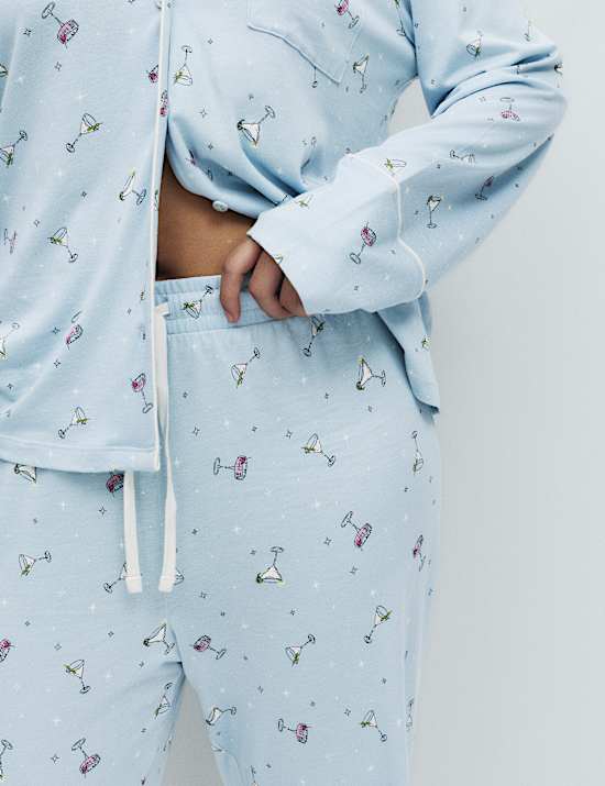Ensemble pyjama à revers en coton et modal