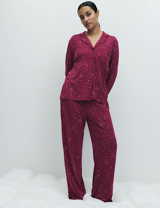 Cotton Modal Printed Revere Pyjama Set
