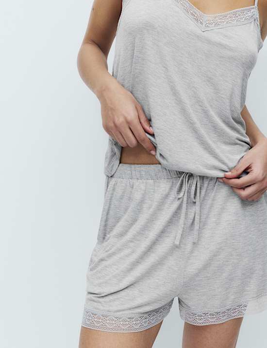 Lace Trim Cami Shortie Set