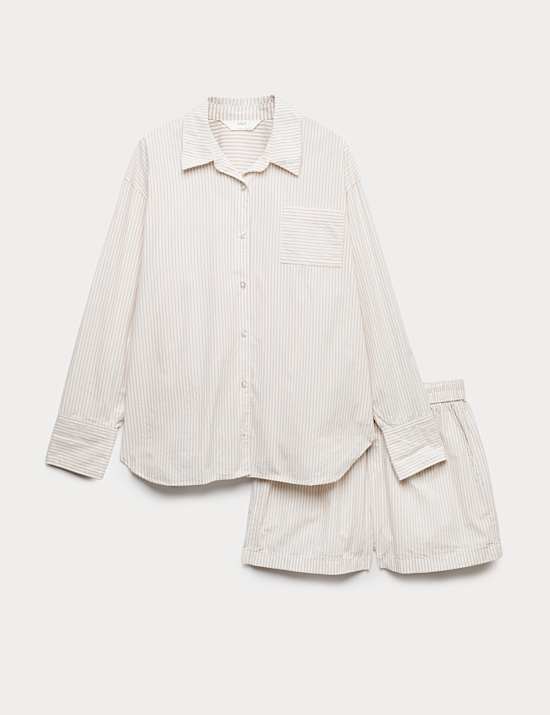 Pure Cotton Striped Shortie Set