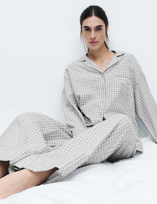 Pure Cotton Gingham Revere Pyjama Set