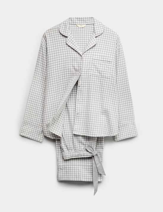 Pure Cotton Gingham Revere Pyjama Set