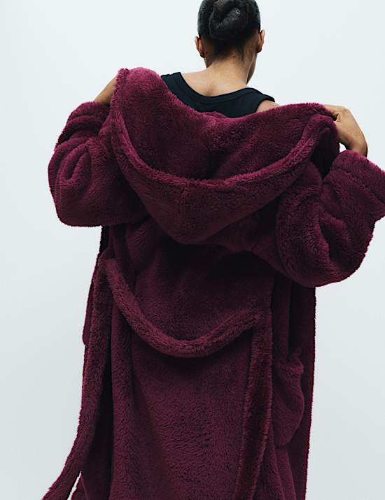 Robe de chambre en polaire à capuche