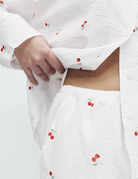 Cotton Rich Seersucker Printed Pyjama Set