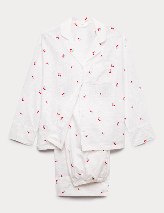 Cotton Rich Seersucker Printed Pyjama Set