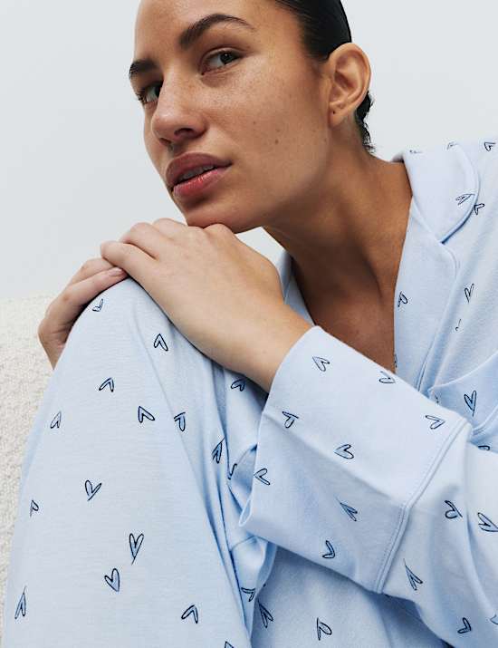 Ensemble pyjama &agrave; revers en coton et modal