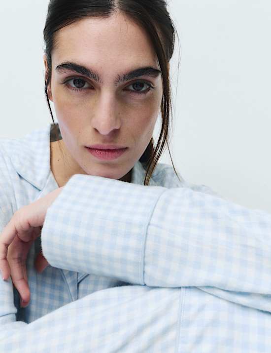 Pure Cotton Gingham Revere Shortie Set