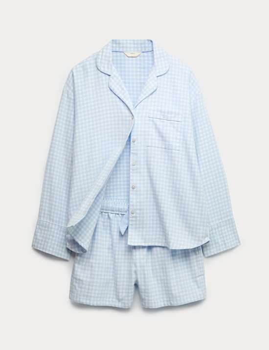 Pure Cotton Gingham Revere Shortie Set