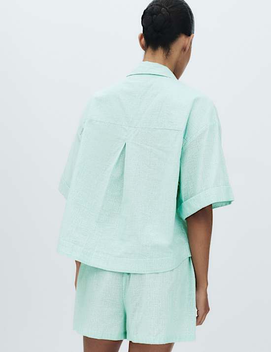 Pure Cotton Striped Shortie Pyjama Set