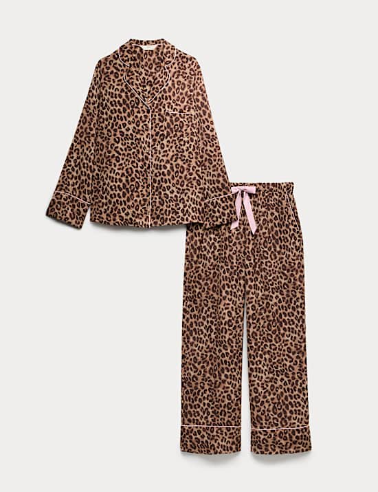 Dream Satin&trade; Animal Print Revere Pyjama Set