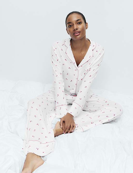 Cotton Modal Cherry Print Pyjama Set