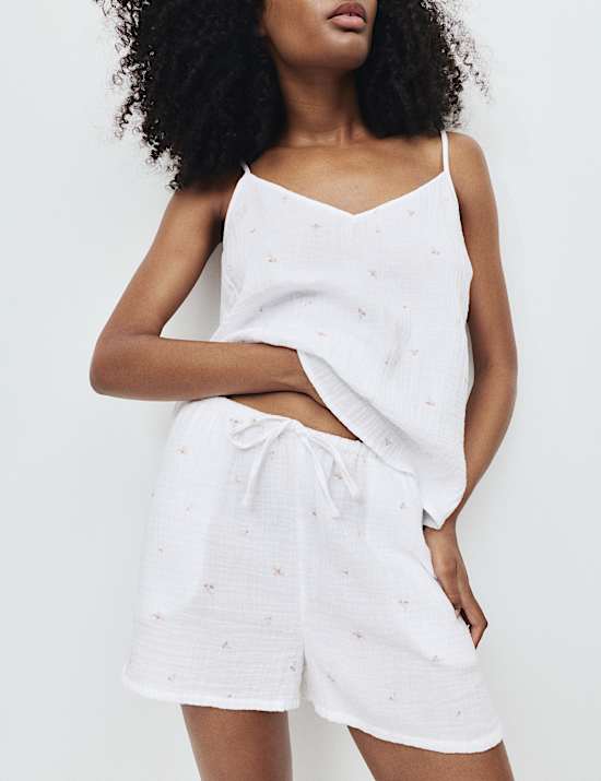 Pure Cotton Muslin Printed Cami Shortie Set