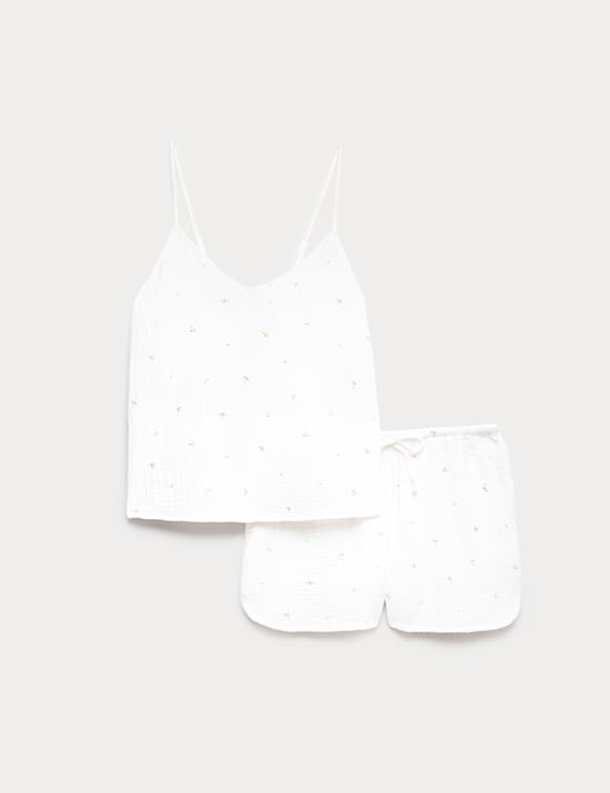 Pure Cotton Muslin Printed Cami Shortie Set