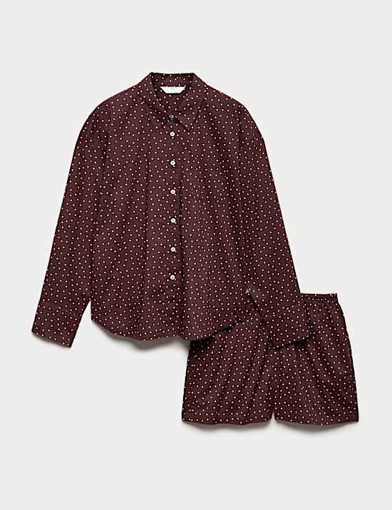 Pure Cotton Polka Dot Revere Shortie Set