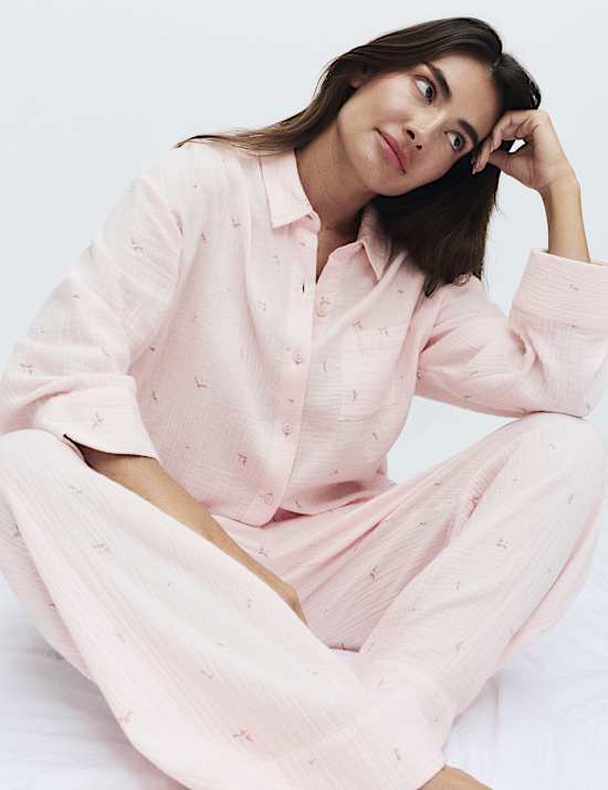 Pure Cotton Muslin Floral Pyjama Set