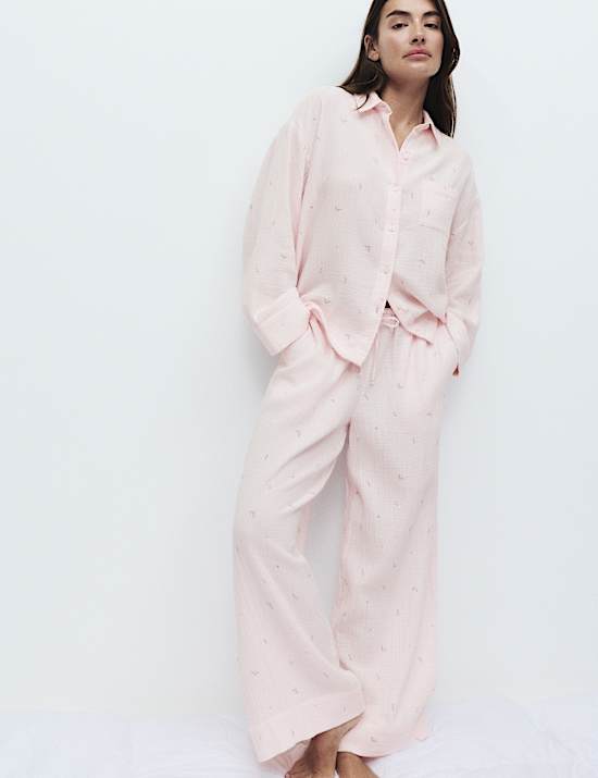 Pure Cotton Muslin Floral Pyjama Set