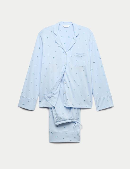 Cotton Modal Printed Revere Pyjama Set