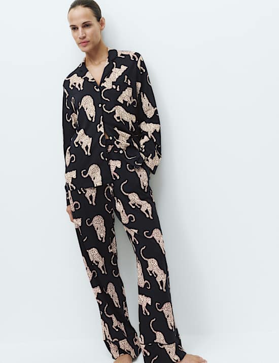 Cotton Modal Printed Revere Pyjama Set