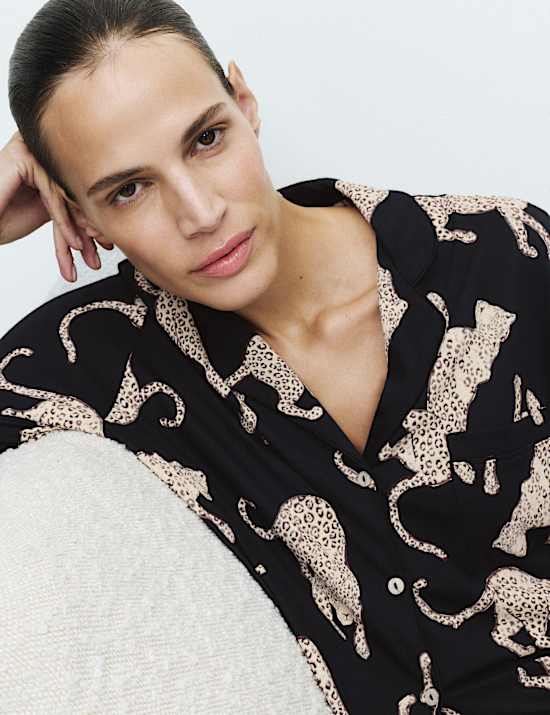 Cotton Modal Printed Revere Pyjama Set