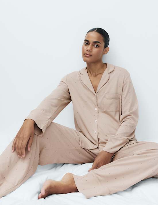 Cotton Modal Printed Revere Pyjama Set