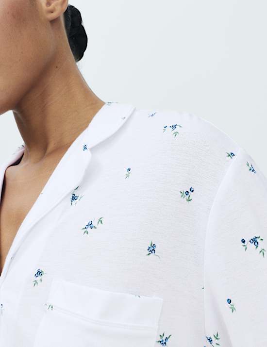 Ensemble pyjama &agrave; revers en coton et modal