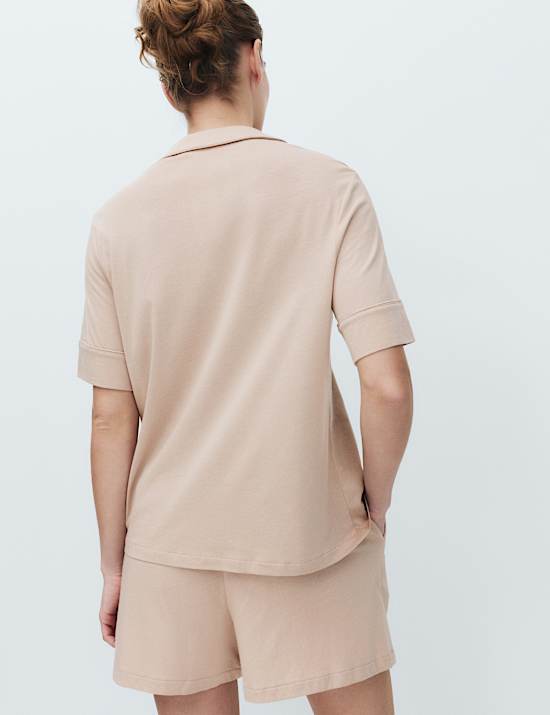 Pijama corto de modal de algod&oacute;n con solapa