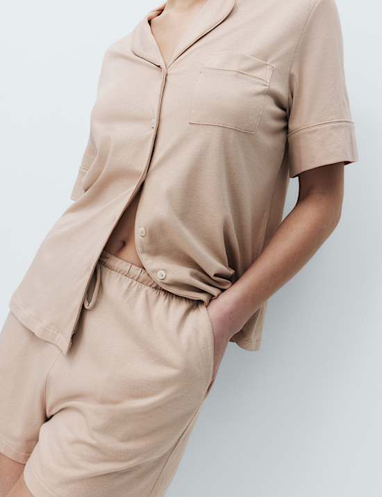 Pijama corto de modal de algod&oacute;n con solapa