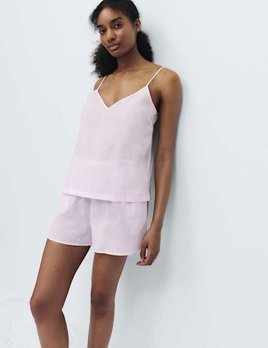 Pijama corto estilo camisola de rayas tejido