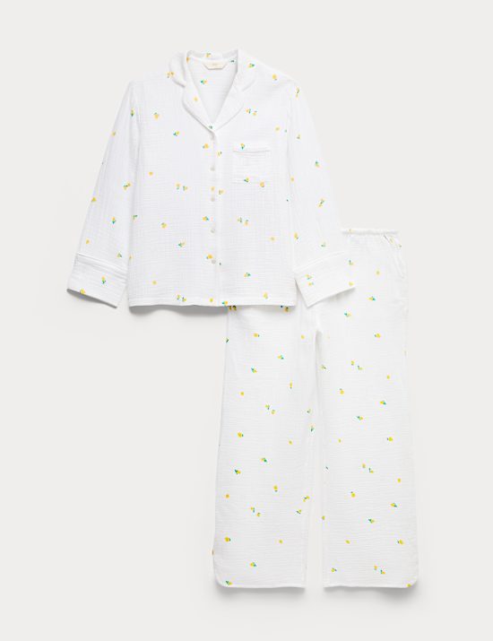 Muslin Printed Revere Pyjama Set