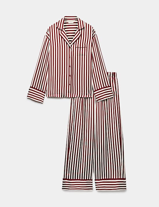 Pijama de rayas con solapa Dream Satin&trade;