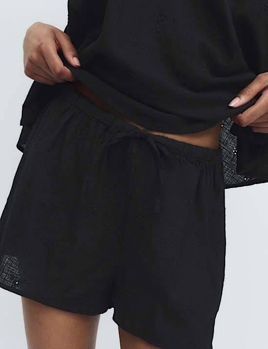 Pure Cotton Voile Embroidered Shortie Set