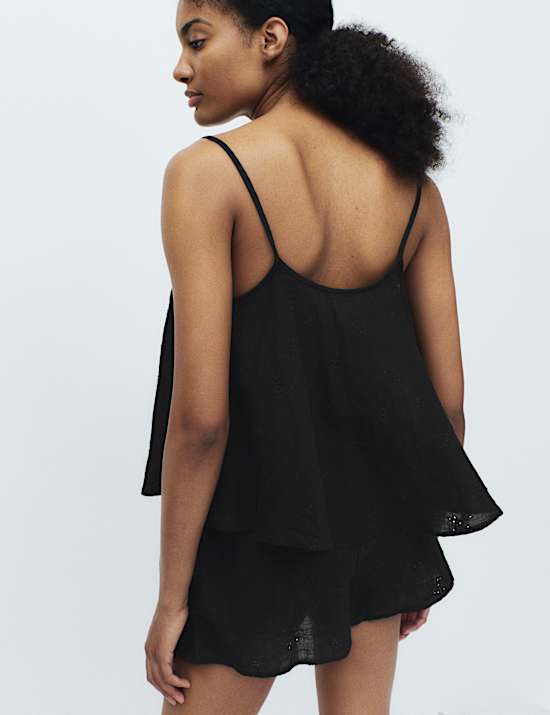 Pure Cotton Voile Embroidered Shortie Set
