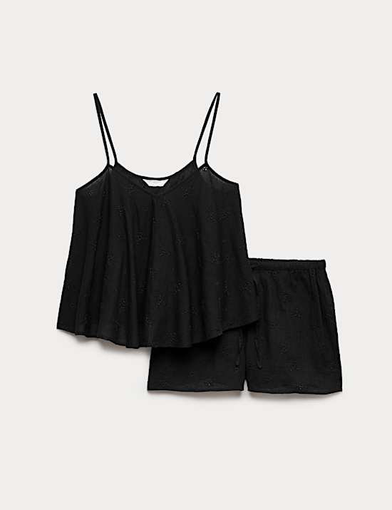 Pure Cotton Voile Embroidered Shortie Set