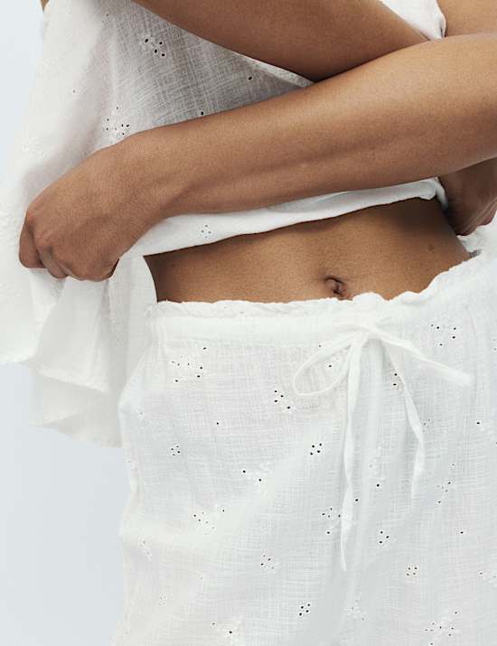 Voile Embroidered Cropped Cami Pyjama Set