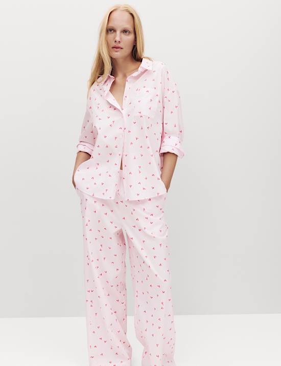 Pure Cotton Heart Print Pyjama Set
