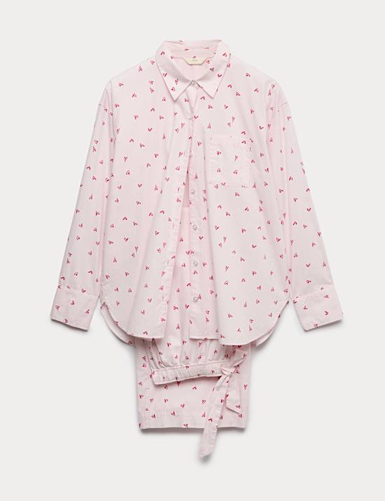 Pure Cotton Heart Print Pyjama Set
