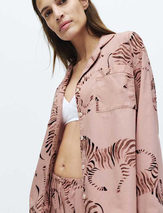 Pure Cotton Poplin Zebra Revere Pyjama Set