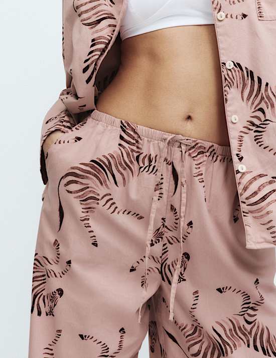 Pure Cotton Poplin Zebra Revere Pyjama Set