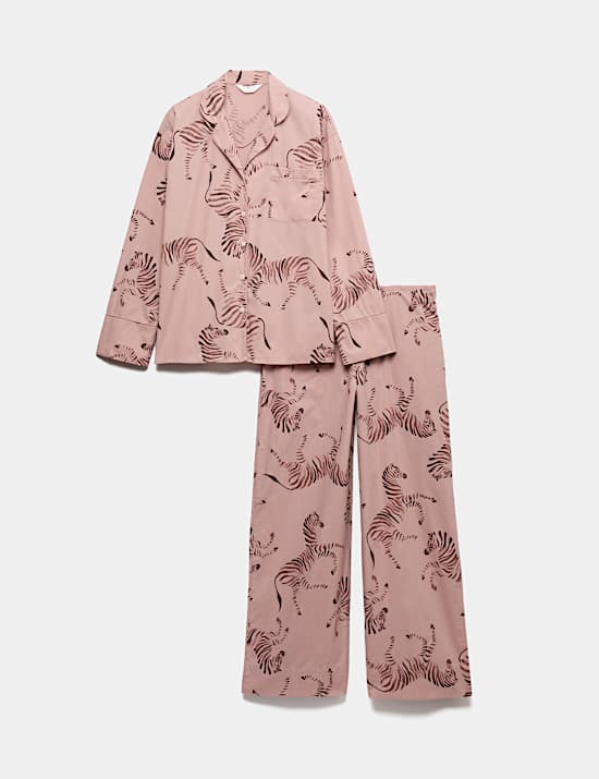 Pure Cotton Poplin Zebra Revere Pyjama Set
