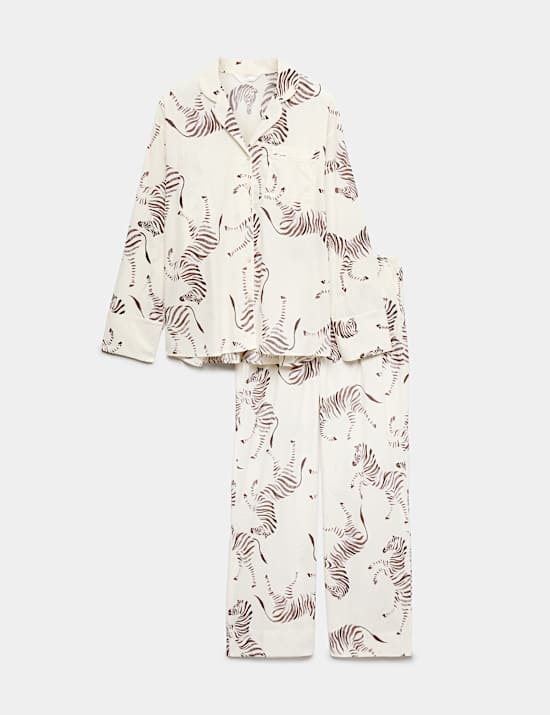 Pure Cotton Poplin Zebra Revere Pyjama Set