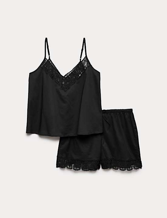 Pure Cotton Lace Cami Shortie Set