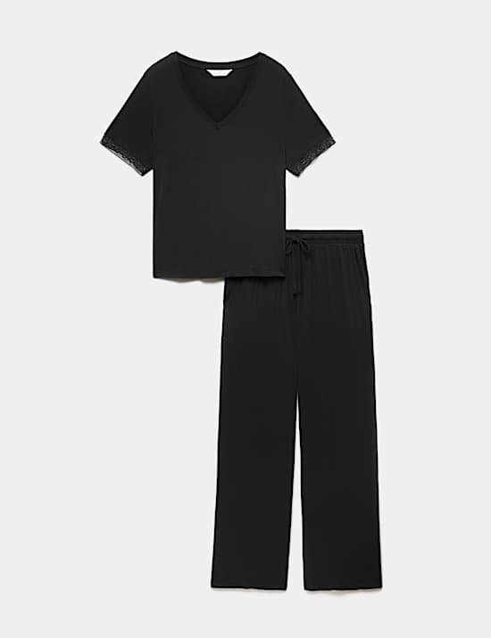 Lace Trim Wide Leg Pyjama Set