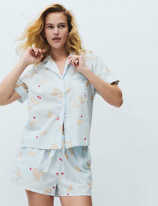 Pure Cotton Printed Shortie Set