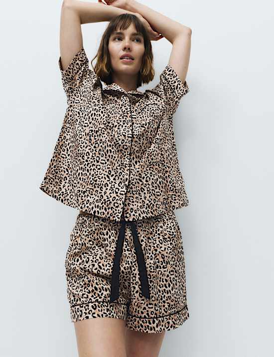 Pure Cotton Animal Print Short Sleeve Pyjama Set