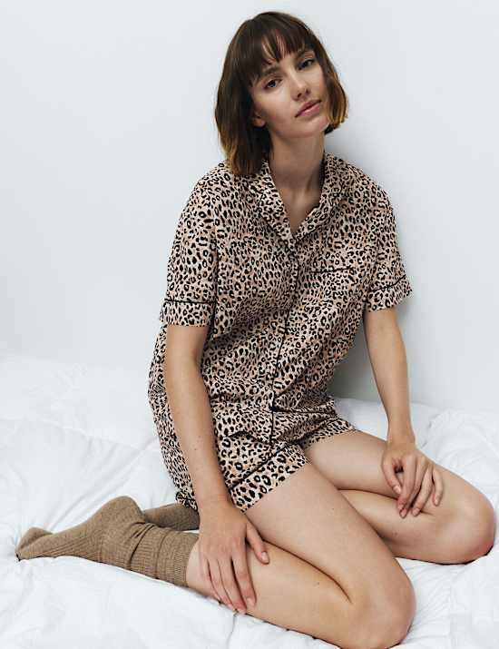 Pure Cotton Animal Print Short Sleeve Pyjama Set