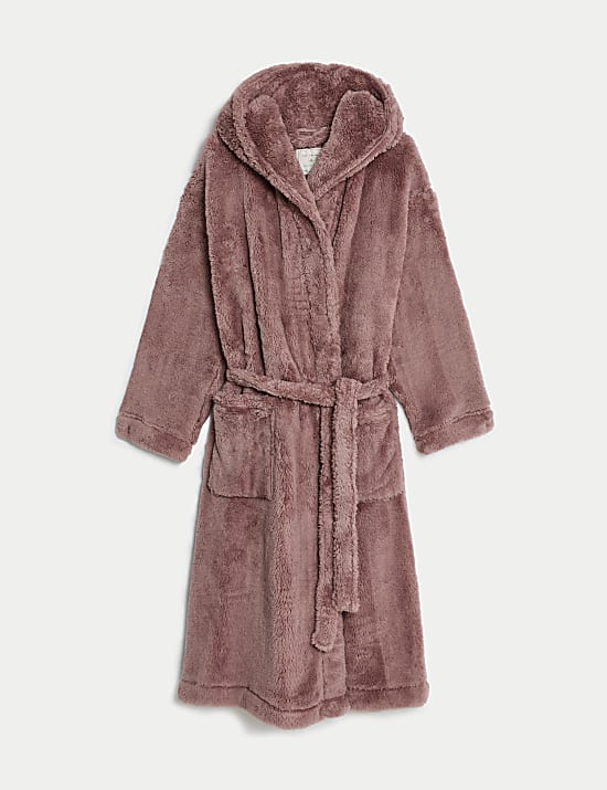 Fleece Hooded Long Dressing Gown